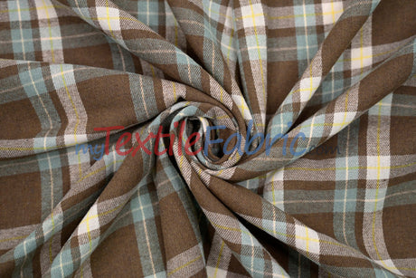 Plaid Flannel Fabric - 80 Percent Polyester 20 Percent Cotton, Plaid Pattern, 7 Oz, Soft Brushed Cotton Face (1 Yard)