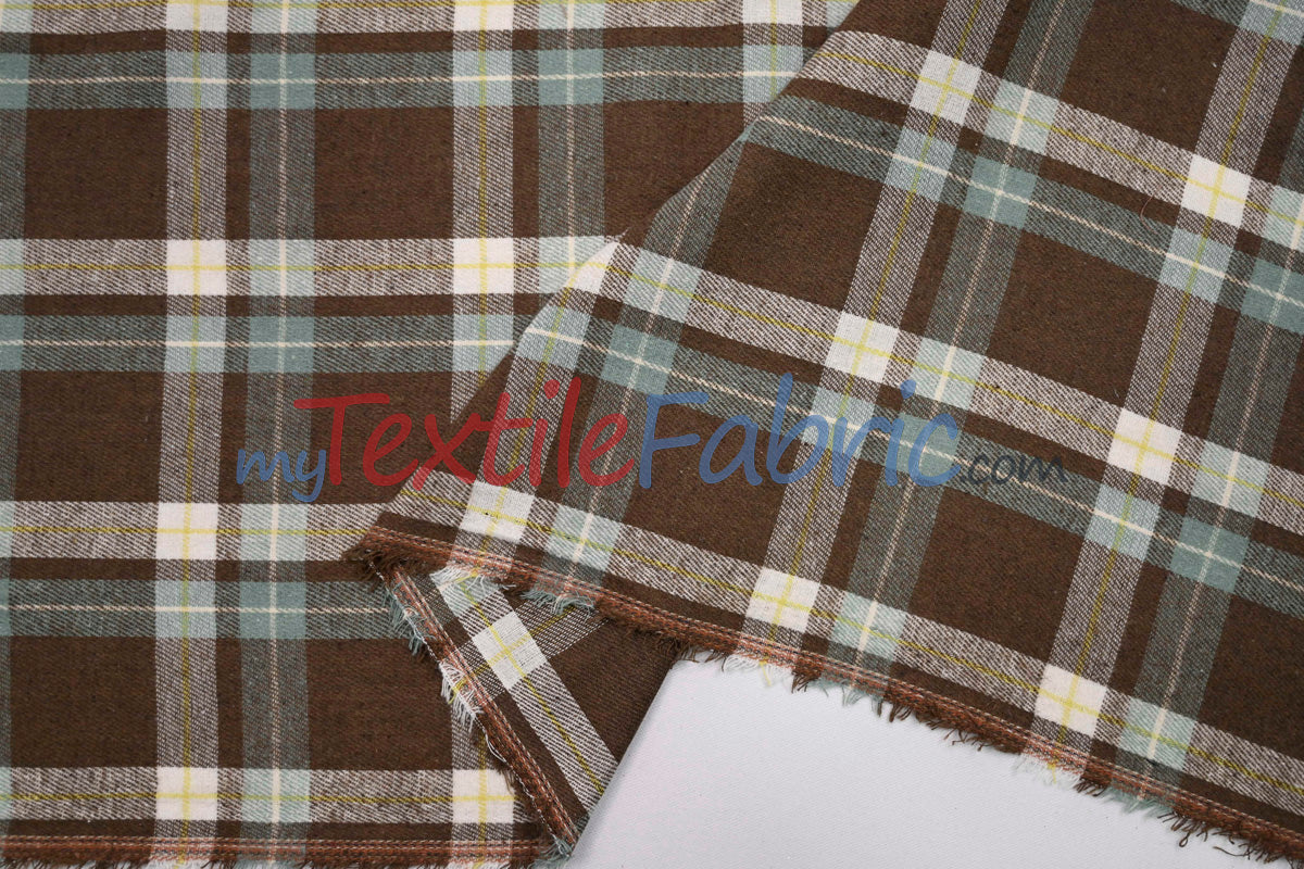 Plaid Flannel Fabric - 80 Percent Polyester 20 Percent Cotton, Plaid Pattern, 7 Oz, Soft Brushed Cotton Face (1 Yard)