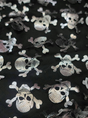 Metallic Skulls Mesh Fabric Black Silver