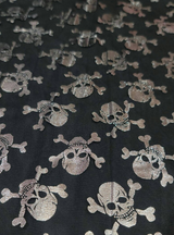 Metallic Skulls Mesh Fabric Black Silver
