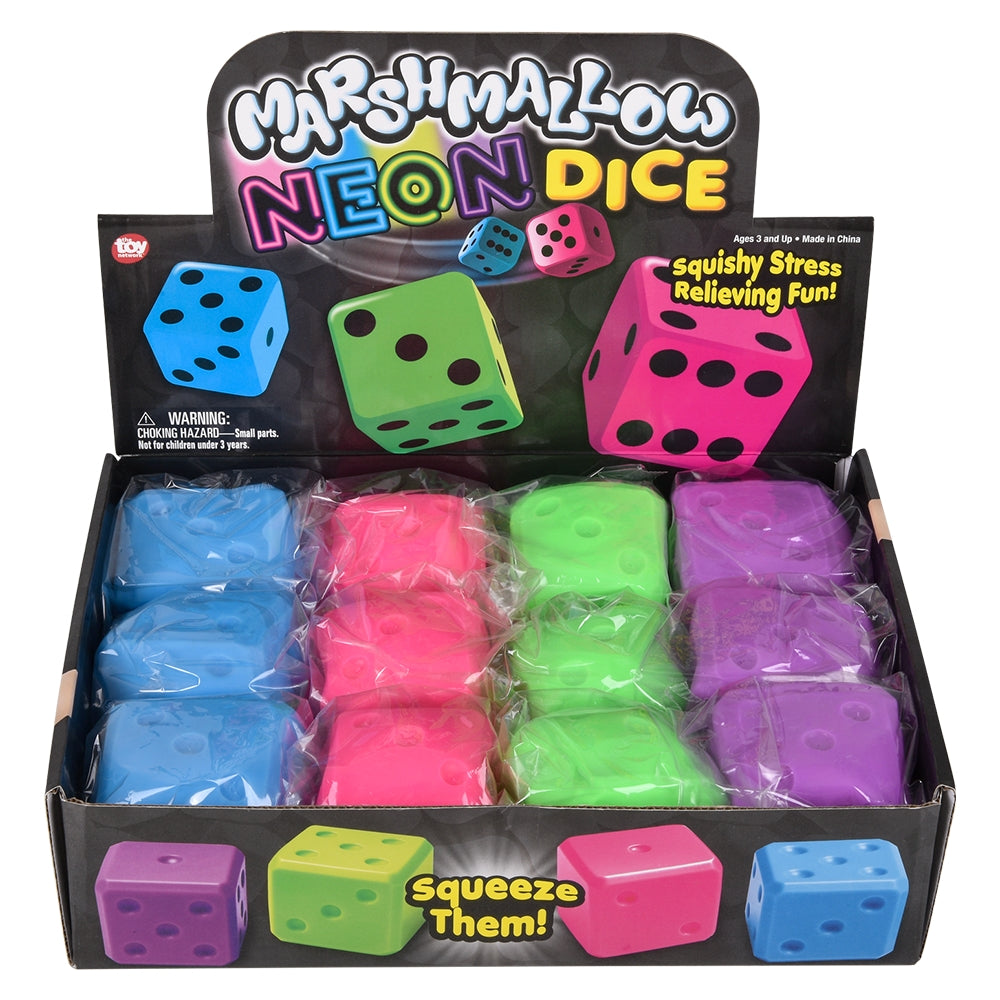 Marshmallow Neon Dice 2" (12 Pc Display)