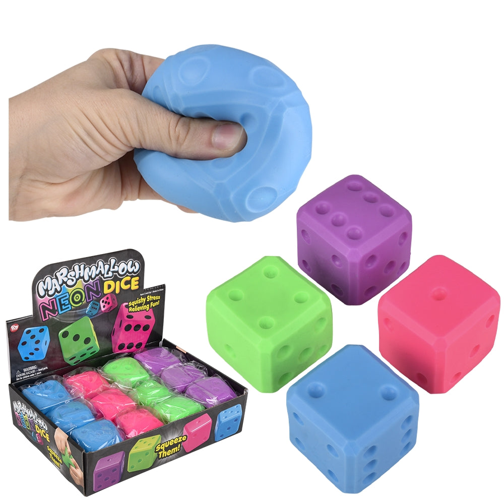 Marshmallow Neon Dice 2" (12 Pc Display)