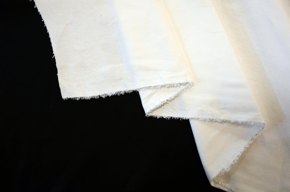 10 Oz 100 Percent Cotton Canvas Fabric - Bleached White, Dyed Black, 60" Wide (1 Yard)