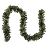 9FT Pre-Lit Carolina Pine Garland with Warm White LED Lights