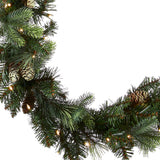 9FT Pre-Lit Carolina Pine Garland with Warm White LED Lights