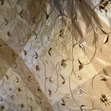 Caroline Embroidered Floral Silk Fabric - Apricot, Blueberry, Melon, Wheat, 54" Width (1 Yard)