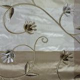 Caroline Embroidered Floral Silk Fabric - Apricot, Blueberry, Melon, Wheat, 54" Width (1 Yard)