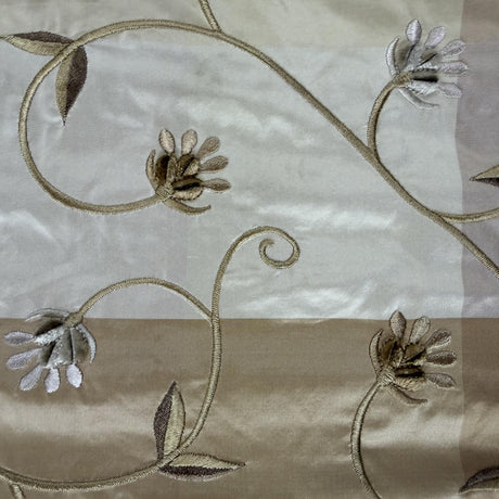 Caroline Embroidered Floral Silk Fabric - Apricot, Blueberry, Melon, Wheat, 54" Width (1 Yard)