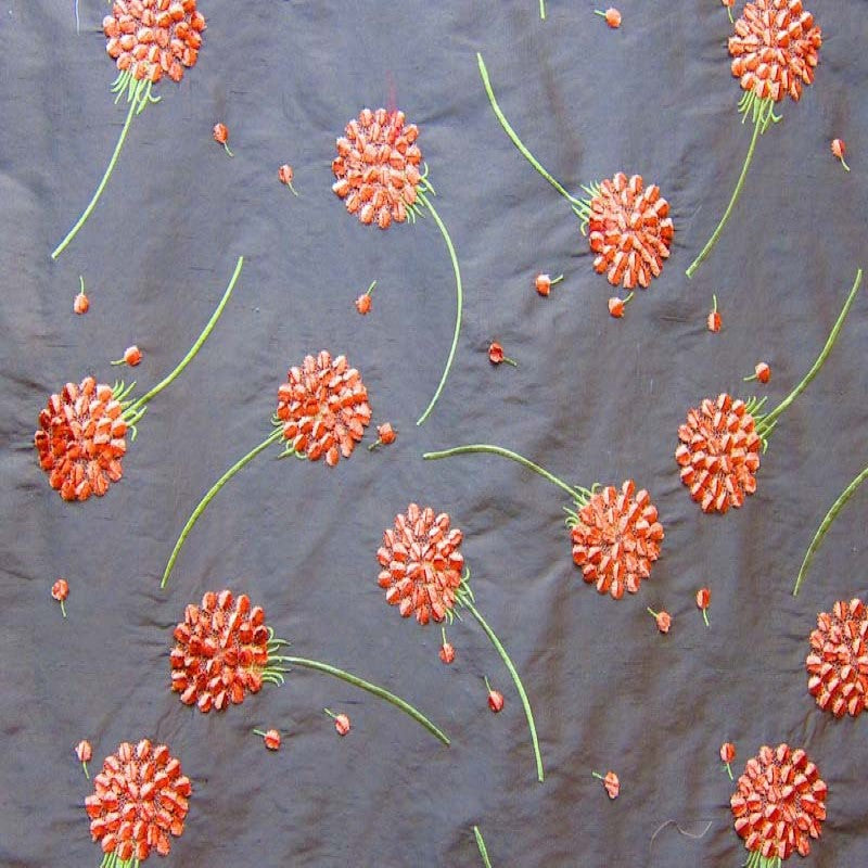 Carrie Silk Fabric - Embroidered Floral, 54" Width (1 Yard)