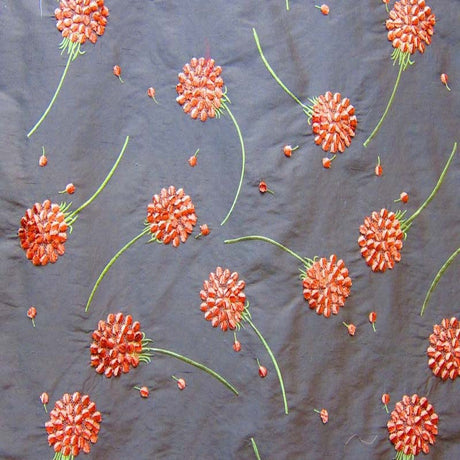 Carrie Silk Fabric - Embroidered Floral, 54" Width (1 Yard)