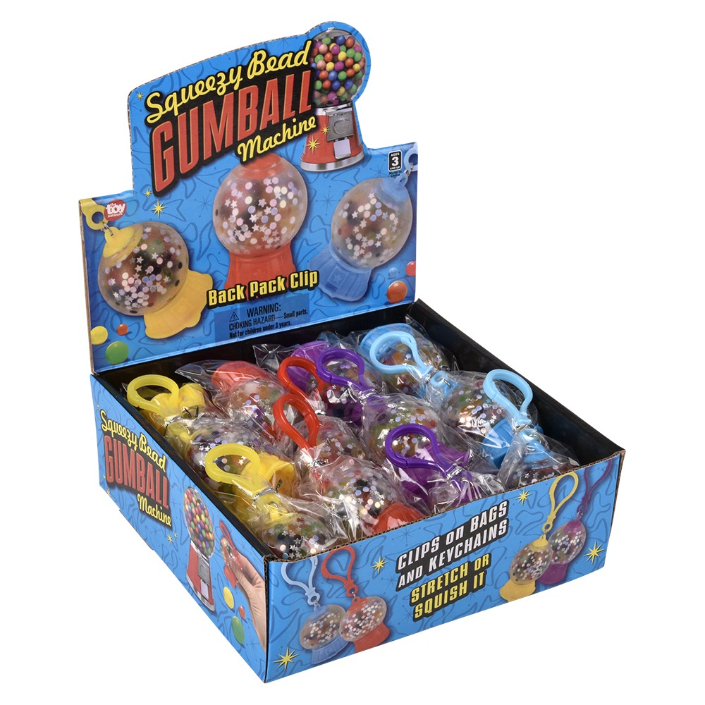 Squeezy Bead Gumball Machine Clip-On (24 Pc Display)