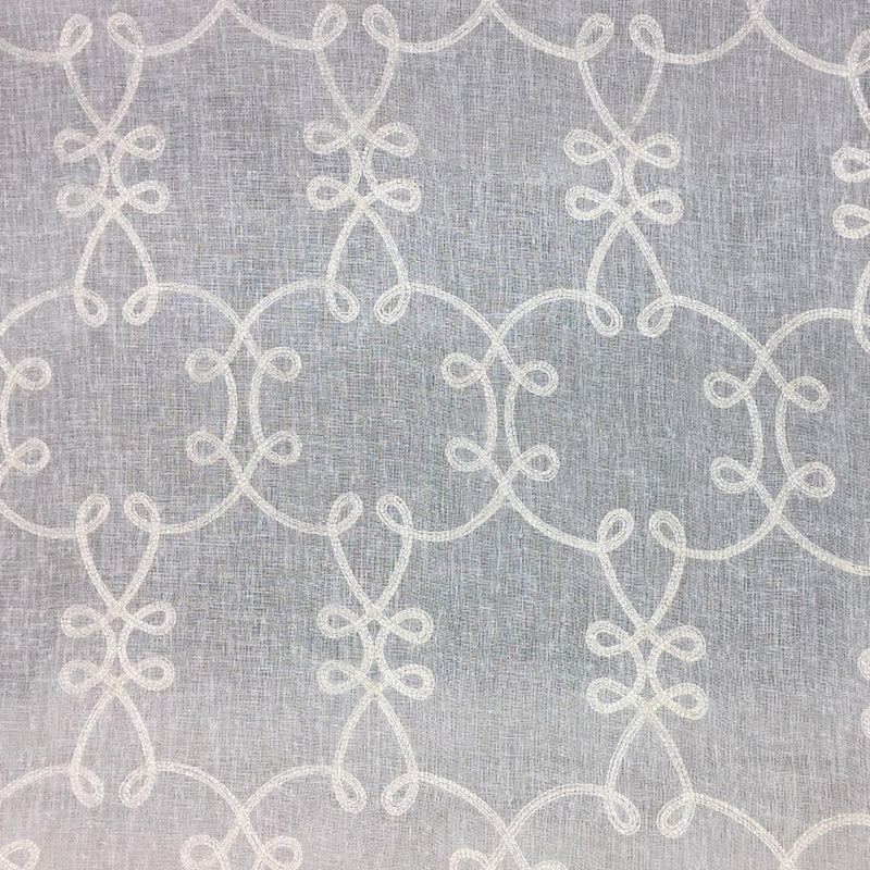 Casper Embroidered Sheer Fabric - Silver Metallic Bow Tie Pattern, 55" Width (1 Yard)
