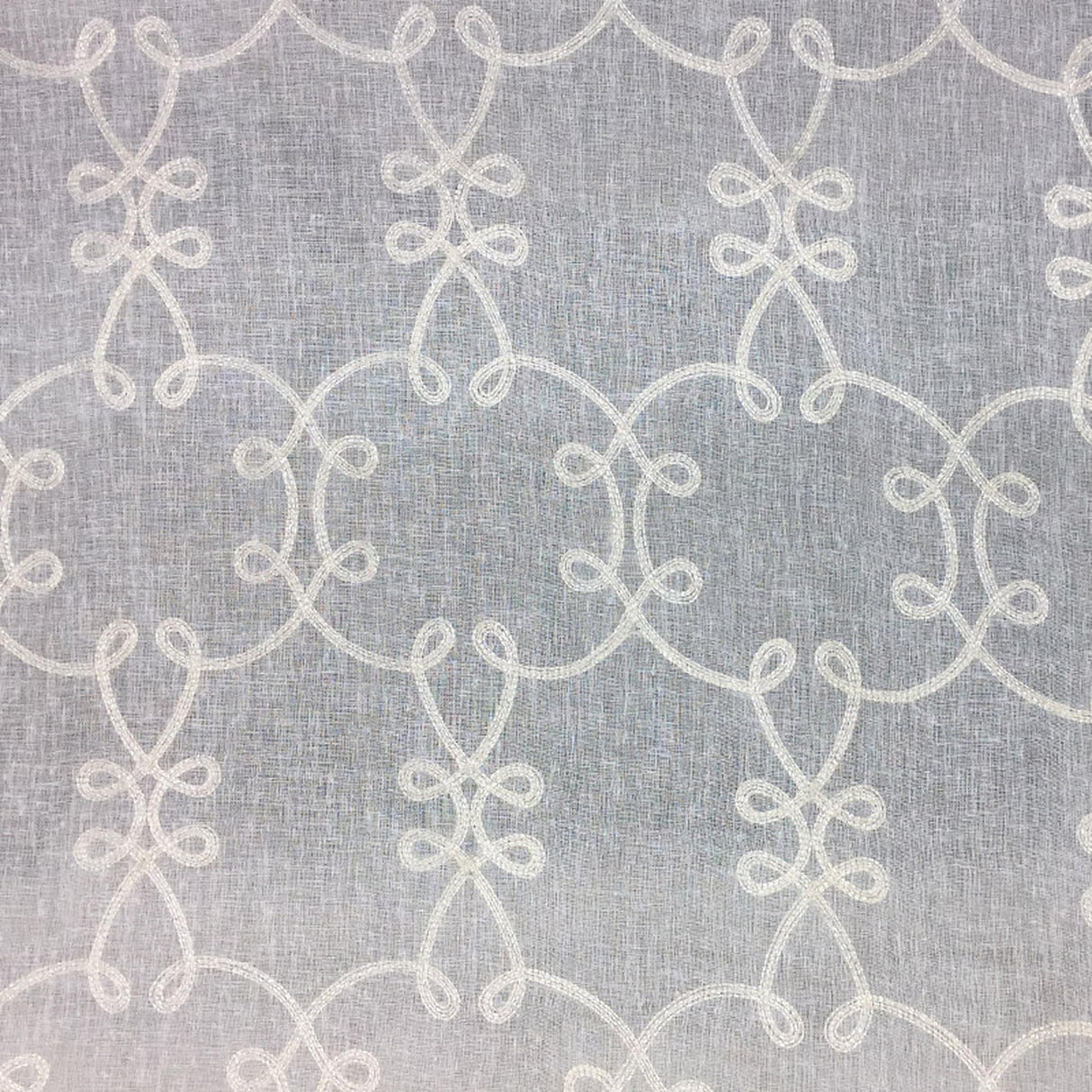 Casper Embroidered Sheer Fabric - Silver Metallic Bow Tie Pattern, 55" Width (1 Yard)