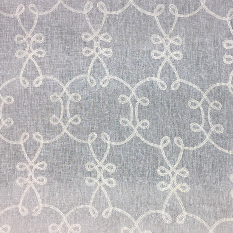 Casper Embroidered Sheer Fabric - Silver Metallic Bow Tie Pattern, 55" Width (1 Yard)
