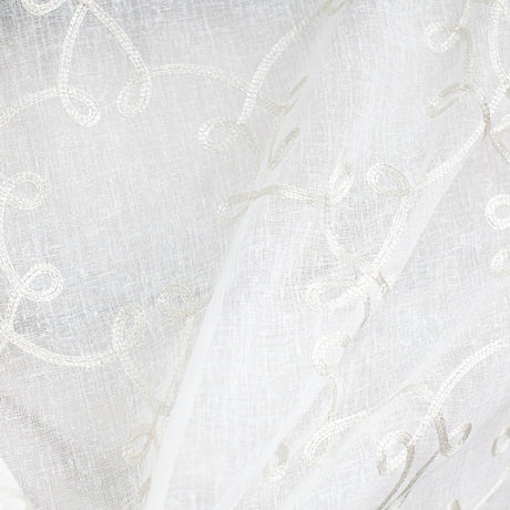Casper Embroidered Sheer Fabric - Silver Metallic Bow Tie Pattern, 55" Width (1 Yard)