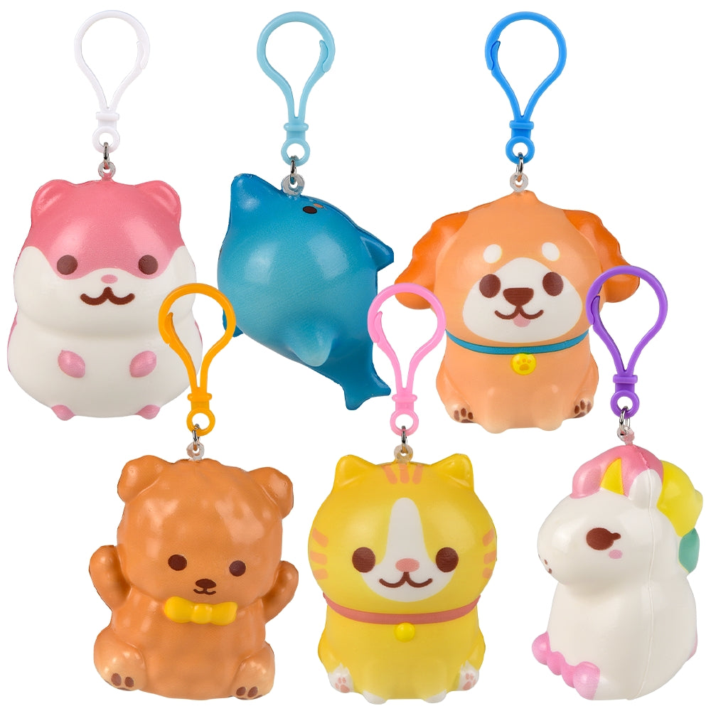 Kawaii Animals Squish Backpack Clip 3.25"