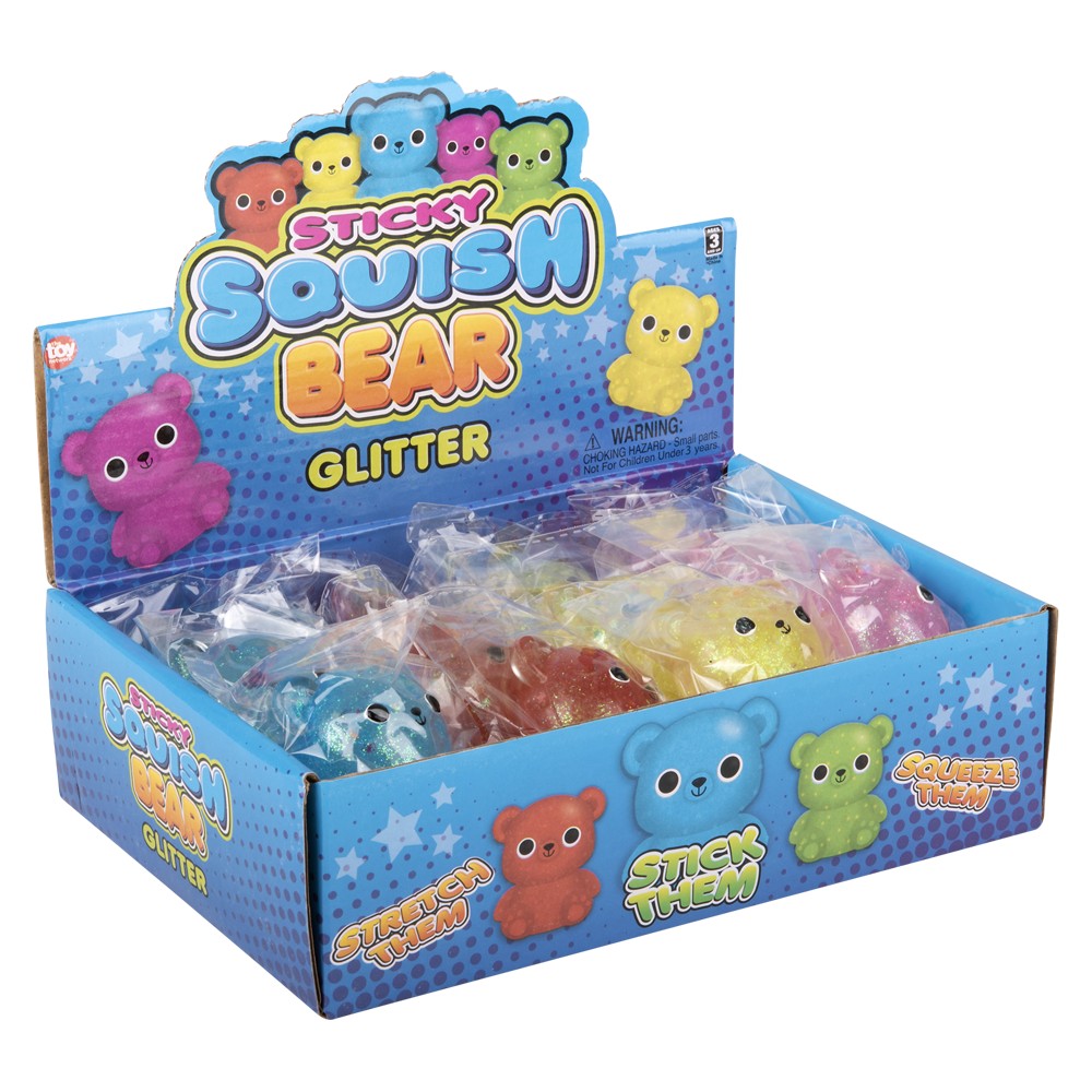 Squish Sticky Glitter Bear (12 Pc Display)