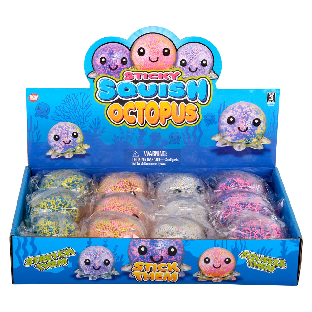 Light-Up Squish And Stretch Beaded Octopus (12 PC Display Box)