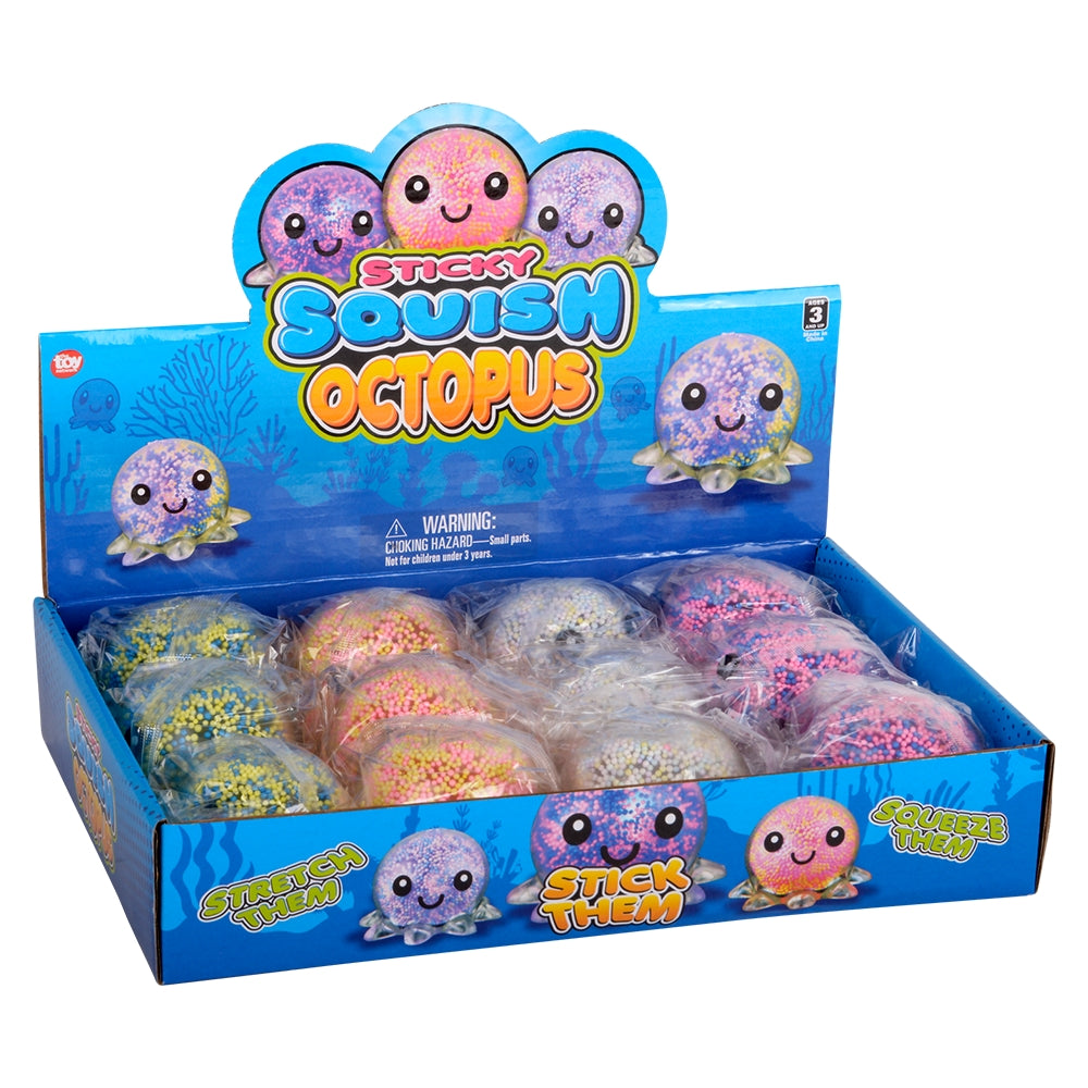 Light-Up Squish And Stretch Beaded Octopus (12 PC Display Box)