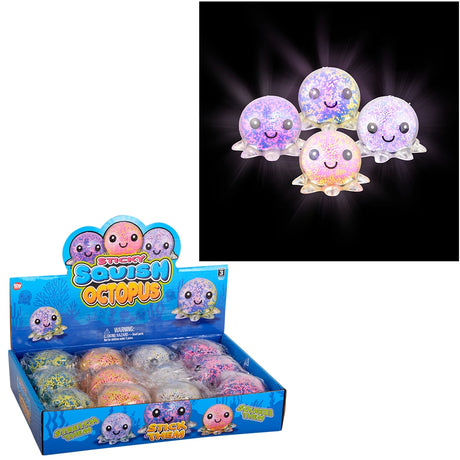Light-Up Squish And Stretch Beaded Octopus (12 PC Display Box)