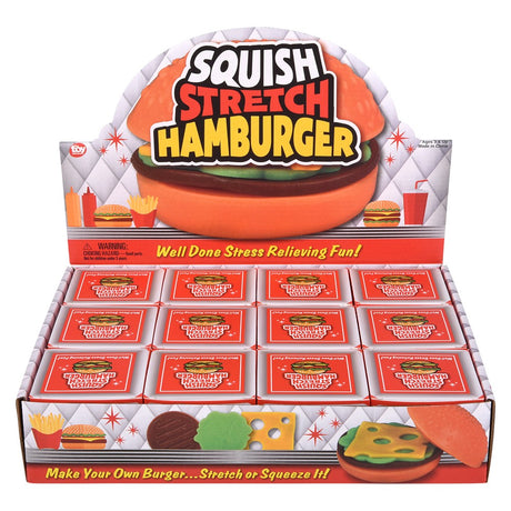 Squish And Stretch Hamburger (12 Pc Display)