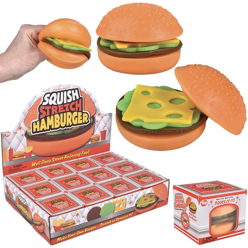 Squish And Stretch Hamburger (12 Pc Display)