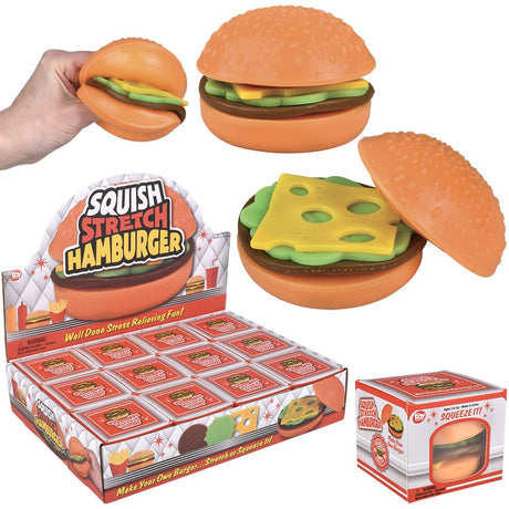 Squish And Stretch Hamburger (12 Pc Display)