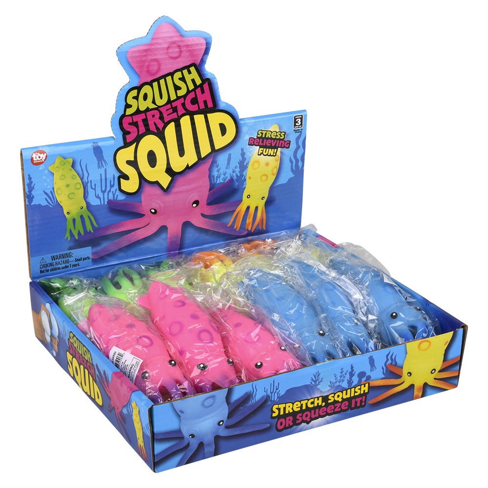 Squish And Stretch Squid Fidget Toy 6.25" (12 Pc Display)
