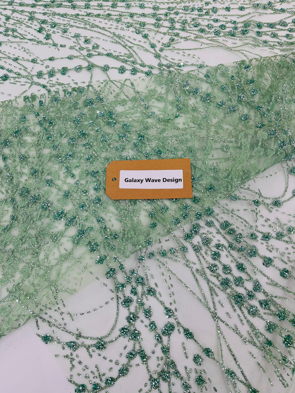 Galaxy Glitter Design Mesh Lace Polyester Fabric - Glitter Galaxy Pattern, 52-54" Width (1 Yard)