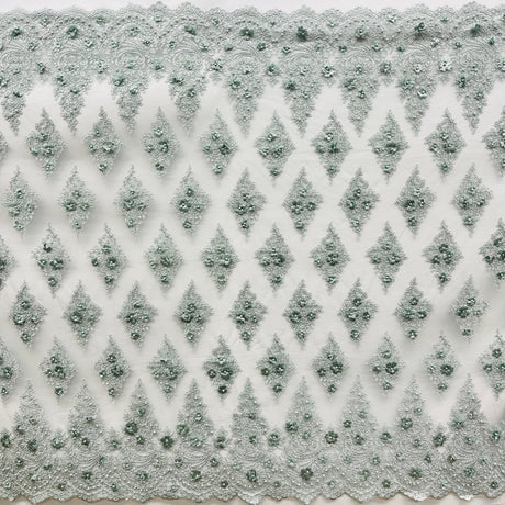 Beaded 3D Floral Lace Mesh