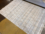 KAI 305 Polyester Fabric - Cream High-Low Texture, Blue Gray Gold-Brown Argyle Design, 5' 3" X 7' 4", 7' 9" X 10' 9", 10' X 13' (1 Unit)