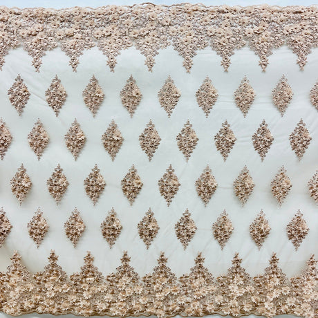 Beaded 3D Floral Lace Fabric 52" Wide