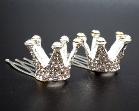1/2" Silver Royal Mini Full Size Crown with Comb – Pack of 12