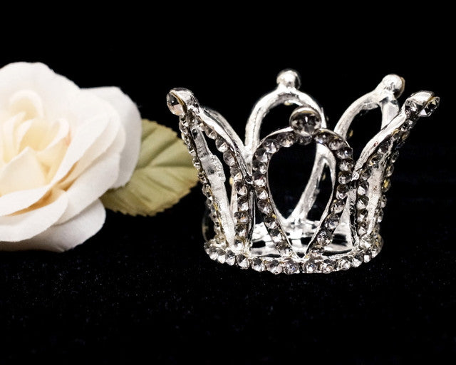 1 1/2" Silver Royal Mini Full Size Crown with Comb – Pack of 12