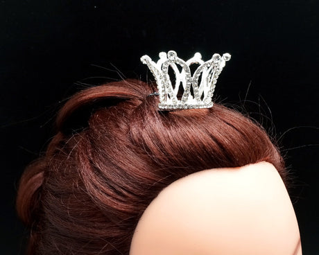 1 1/2" Silver Royal Mini Full Size Crown with Comb – Pack of 12