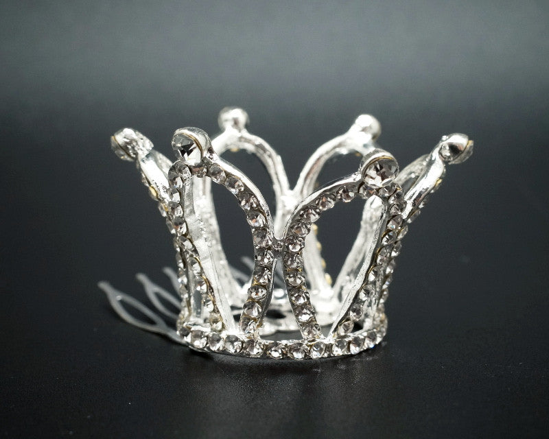 1 1/2" Silver Royal Mini Full Size Crown with Comb – Pack of 12