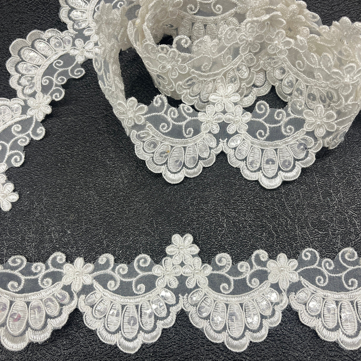 Beaded Corded Lace Trim