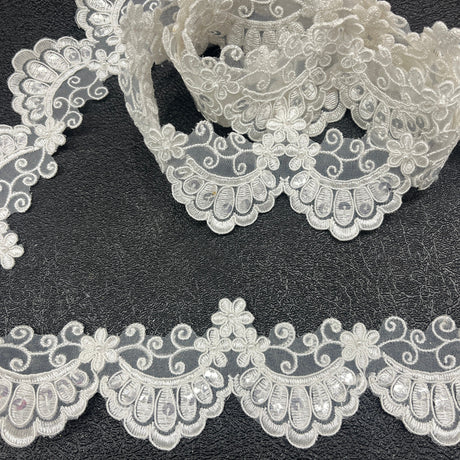 Beaded Corded Lace Trim