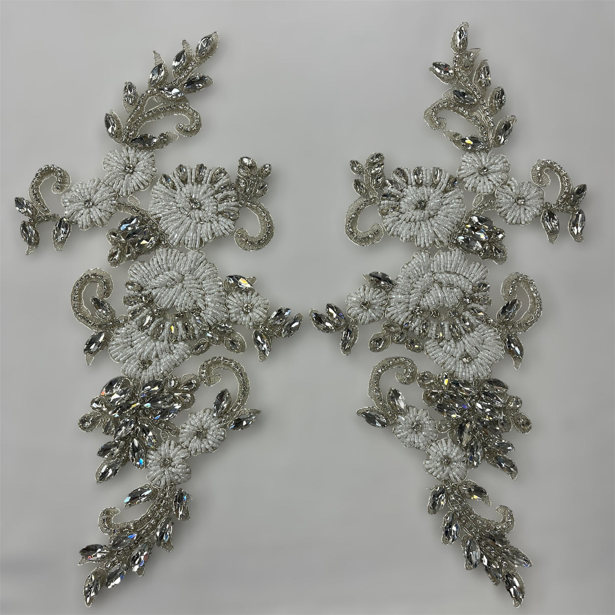Rhinestone Lace Applique Pair 100% Polyester