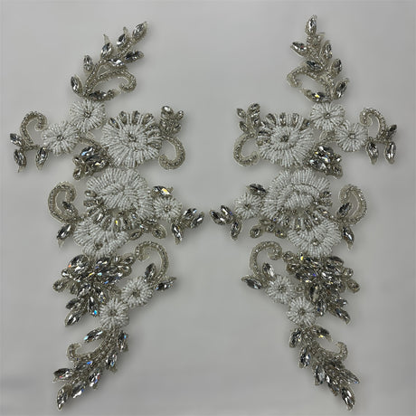 Rhinestone Lace Applique Pair 100% Polyester