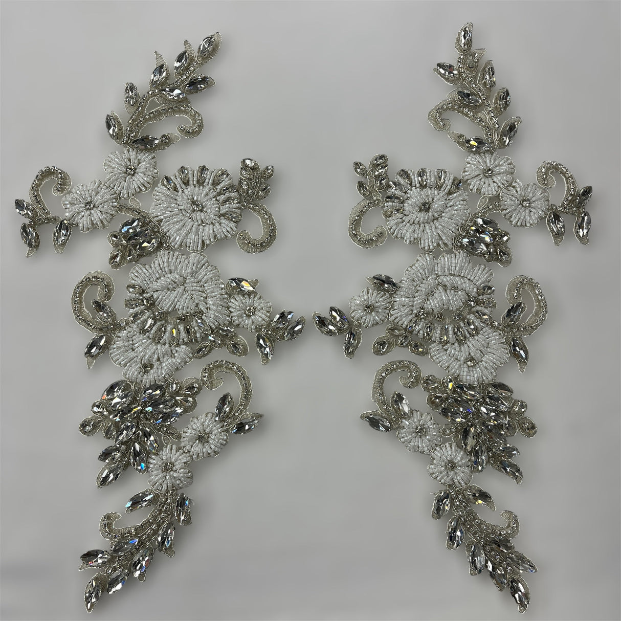 Embroidered Rhinestone Floral Applique