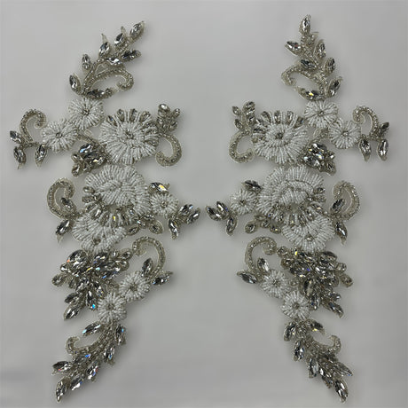 Embroidered Rhinestone Floral Applique