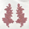 Beaded Corded Floral Lace Applique 100 Percent Polyester Fabric - Embroidered Net Mesh, 12" X 3.5" Each Side (1 Pair)