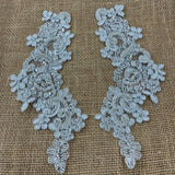 Beaded Corded Floral Lace Applique Pair