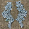 Beaded Corded Floral Lace Applique Pair