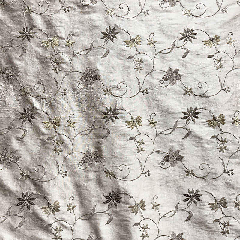 Cellini Silk Fabric - Floral Embroidered, 54" Width (1 Yard)