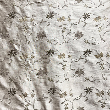 Cellini Silk Fabric - Floral Embroidered, 54" Width (1 Yard)