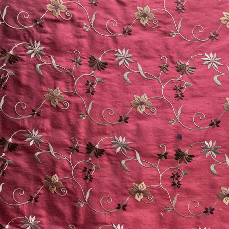Cellini Silk Fabric - Floral Embroidered, 54" Width (1 Yard)