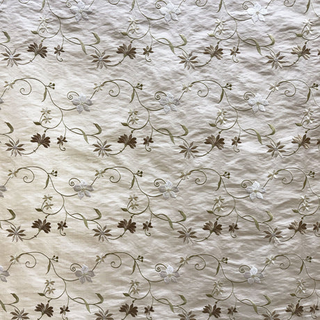 Cellini Silk Fabric - Floral Embroidered, 54" Width (1 Yard)