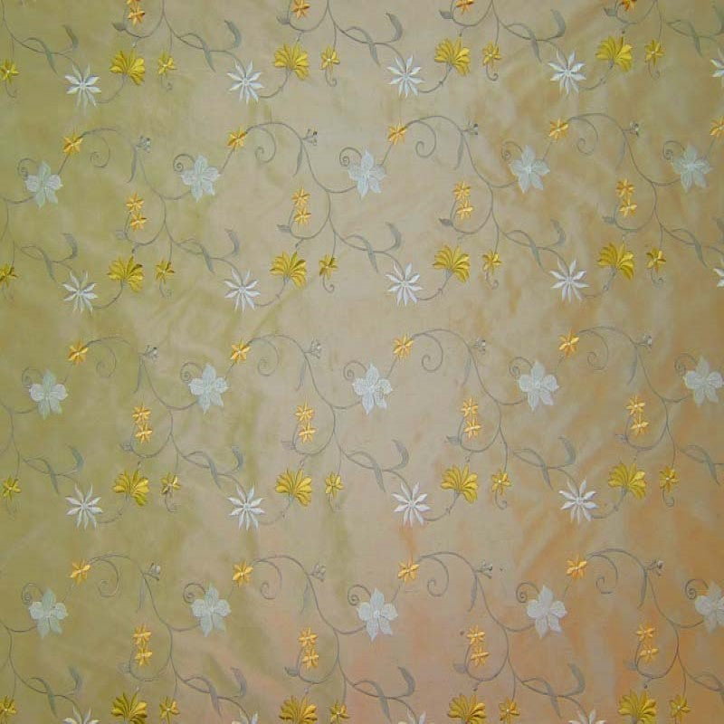 Cellini Silk Fabric - Floral Embroidered, 54" Width (1 Yard)